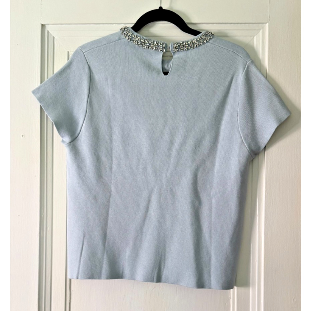 Zara Jewel Neck Knit Short Sleeve Top size XL - Picture 3 of 4